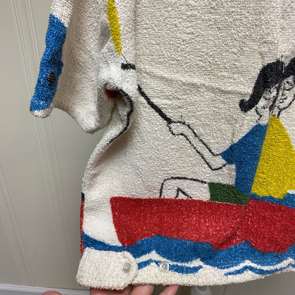 VINTAGE 1970s Terry Cloth Crop Top Beach Cover Up - Picture 4 of 7